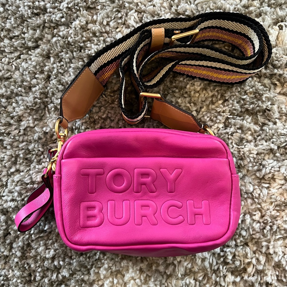 Tory Burch Perry Double Zip Mini Bag- Pink Leather